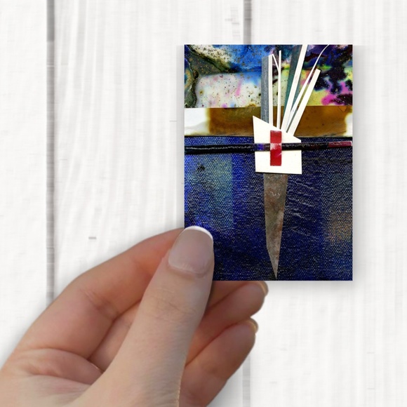 Original ACEO - Miniature Abstract Collage Art - Painting - Abstract Collage 3 - Picture 6 of 6